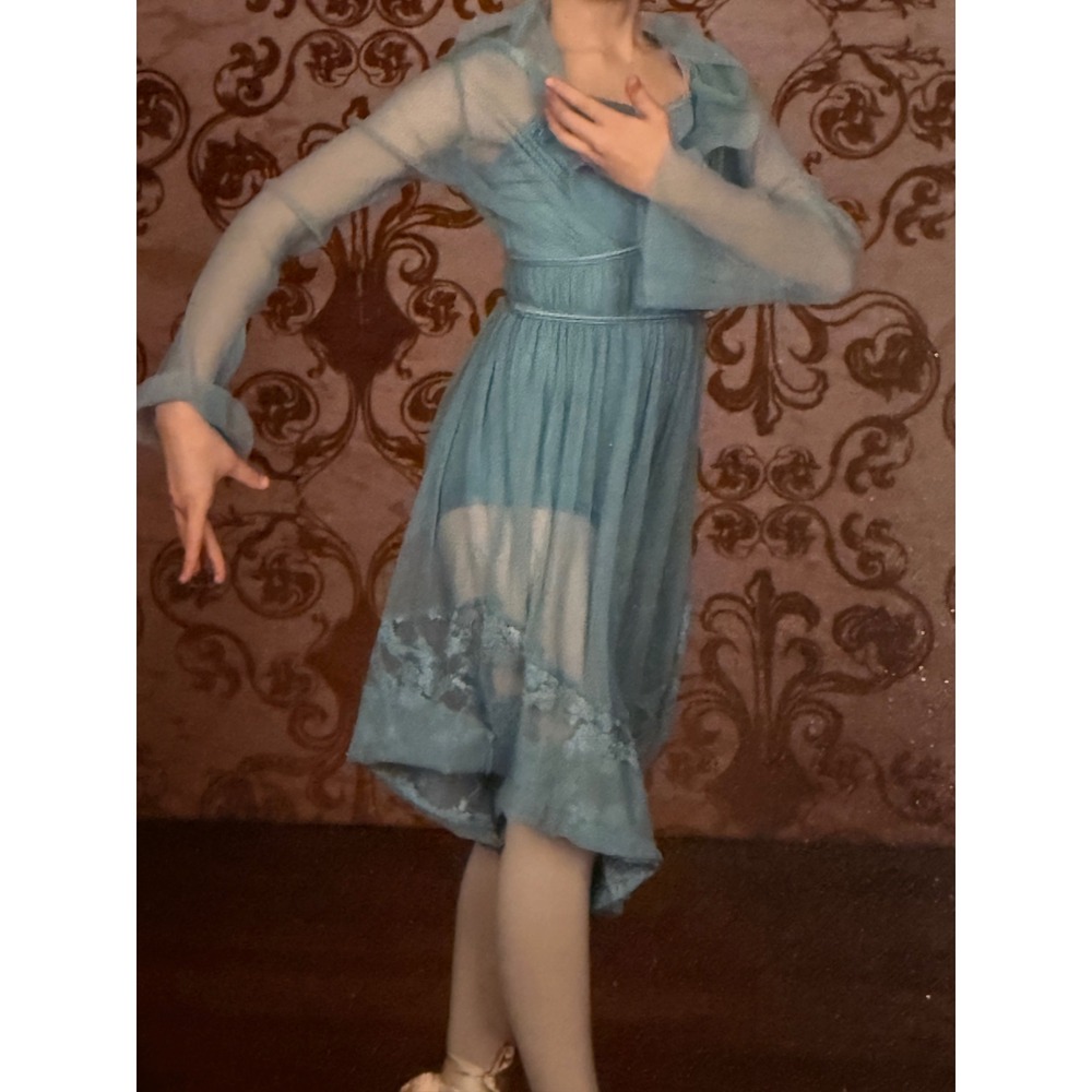 Enchanting Blue Weissman Dance Dress Asymmetrical Fairy Glow, Child's Large EUC